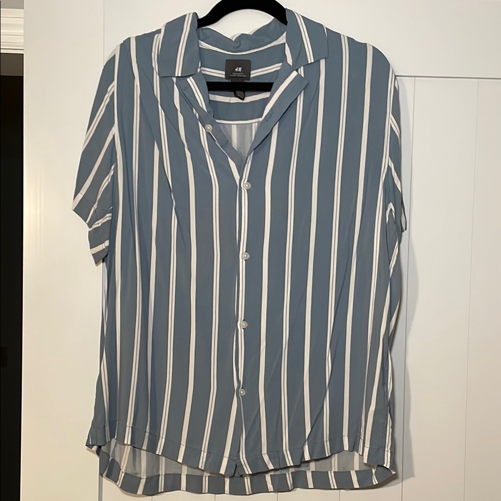 H&M Blue and White Striped Shirt